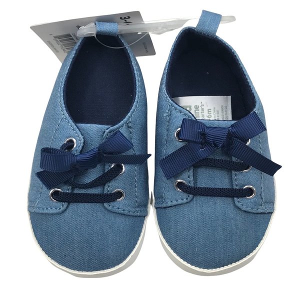 Child of Mine by Carter's Baby Girls Chambray Sneaker 3-6 Month Blue Bow New - Picture 1 of 8